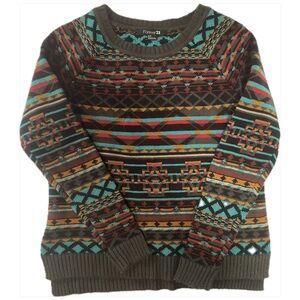 VTG Forever 21 Southwest Aztec Pullover Sweater S/P Teal Green
Red Crewneck Boho